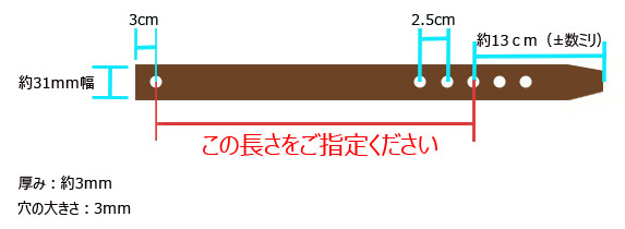 エルメス　Ｈバックル用　ベルトのみ　採寸